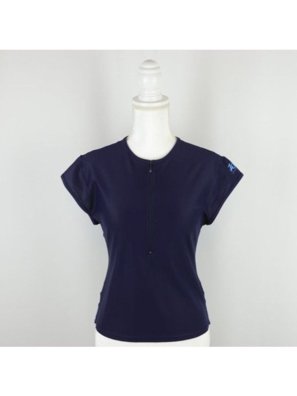 Zoot Women's Large Blue 1/2 Zip Crewneck Cap Sleeve Performance Cycling Jersey